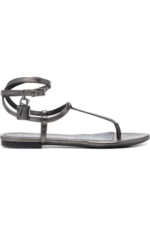 Tom Ford Padlock laminated-leather flat sandals