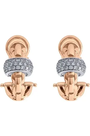 FOPE 18kt rose and white gold diamond pavé hoop earrings