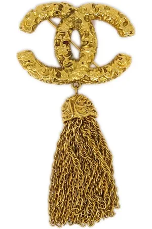 CHANEL 1993 metal tassel CC brooch