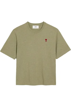 Ami Logo-embroidered organic cotton T-shirt