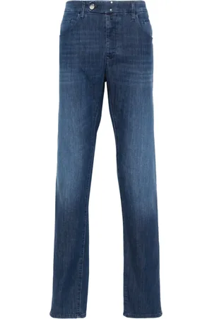 Incotex Logo-patch tapered jeans