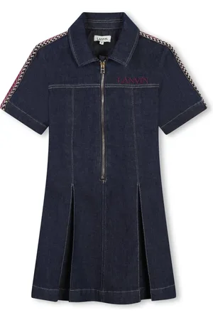 Lanvin Embroidered-logo denim dress