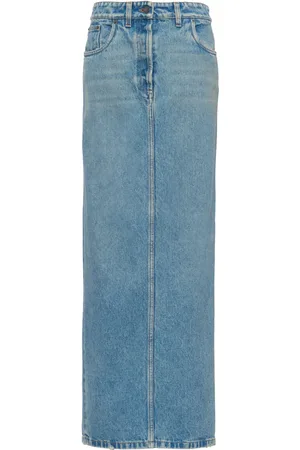 Prada Triangle-logo denim maxi skirt