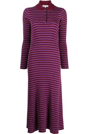 Maison Kitsuné Fox-patch striped midi dress