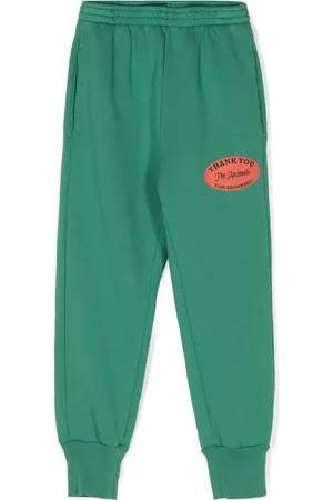 The Animals Observatory Text-print cotton track pants