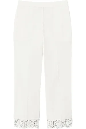 Twin-Set Cropped lace-trim trousers