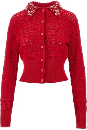 Des Phemmes Beaded-collar button-up cardigan
