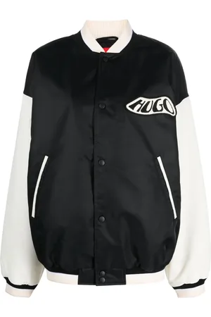 HUGO BOSS Logo-patch satin bomber jacket