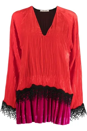 Roberto Cavalli Lace-detailed velvet dress