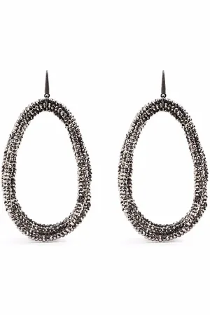 Brunello Cucinelli Large spinel bead hoop earrings