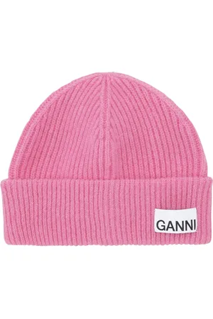 Ganni Logo-patch ribbed beanie