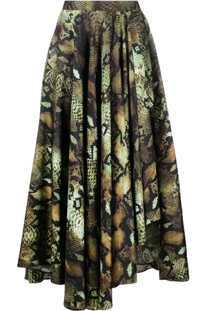 Roberto Cavalli Snake-print pleated midi skirt