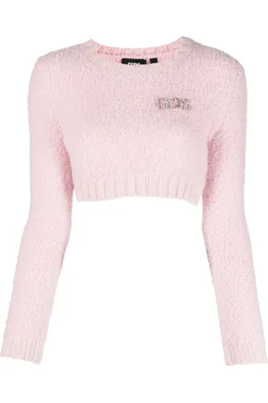 GCDS Crystal-embellished crew-neck crop top