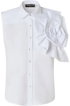 CHIARA BONI Floral-appliqué sleeveless shirt