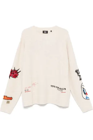 GCDS Patch-detailing bouclé sweater