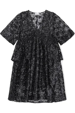 Ganni Bow-pattern tulle minidress