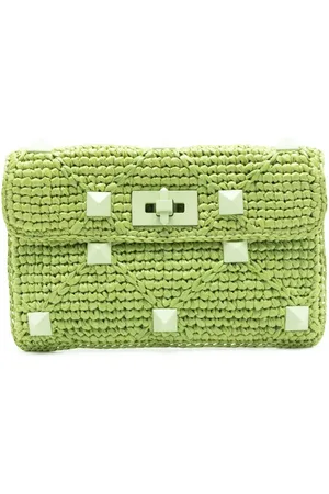 VALENTINO GARAVANI Rockstud crochet-knit clutch bag