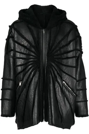 Rick Owens Jumbo shearling-trim hooded jacket