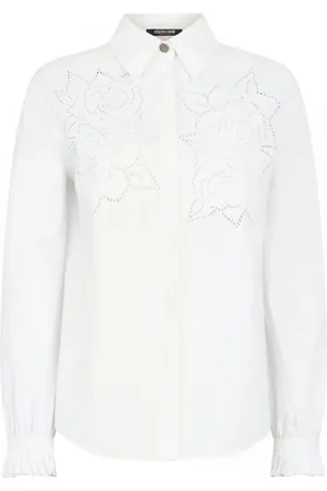 Roberto Cavalli Floral-embroidered shirt
