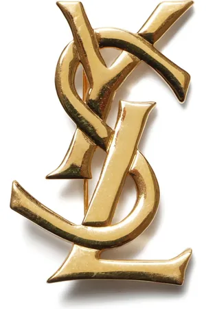 Saint Laurent 1990-2000s Cassandre-logo brooch
