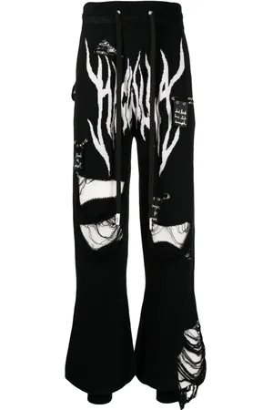 HACULLA Intarsia-knit distressed track pants