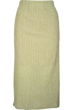 Vince Checked smocked midi skirt