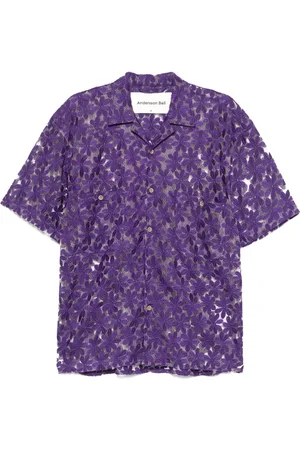 Andersson Bell Flower-embroidered sheer shirt