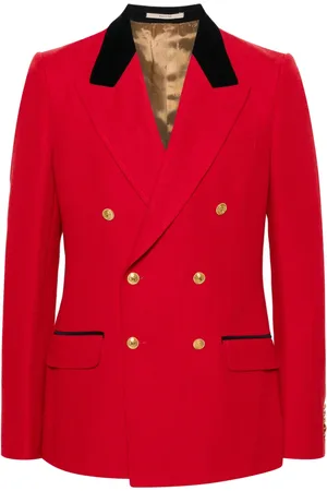 Gucci Double-breasted herringbone blazer