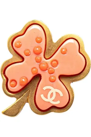 CHANEL 2003 Plated Resin Four Leaf Clover Brooch costume brooch