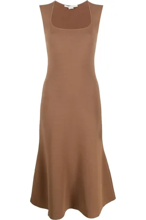 Stella McCartney Square-neck sleeveless flared dress