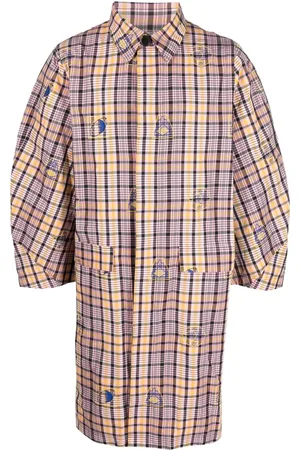 HENRIK VIBSKOV Checked motif-embroidered coat