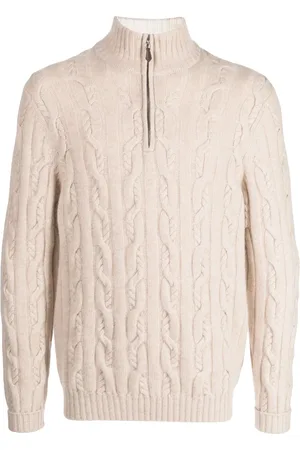 N.PEAL Cable-knit half-zip jumper