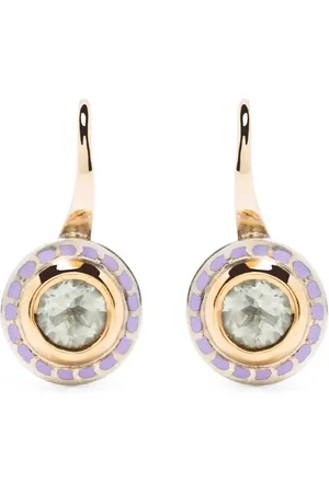 Alice Cicolini 14kt and 22kt Silver Tile amethyst drop earrings