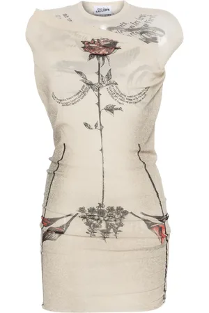 Jean Paul Gaultier Tattoo Rose and Bird mini dress