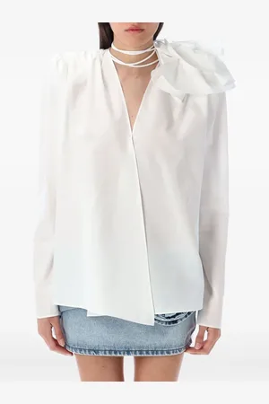 MAGDA BUTRYM Floral-appliqué wrap shirt