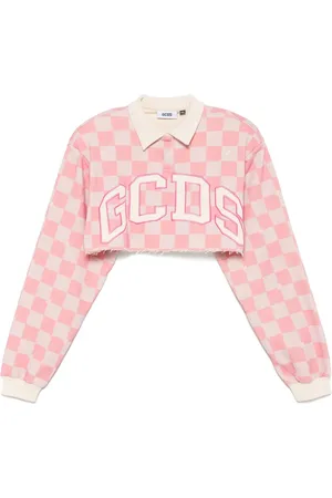 GCDS Logo-check cropped polo top