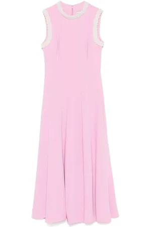 Self-Portrait Crepe faux-pearl-trim midi dress