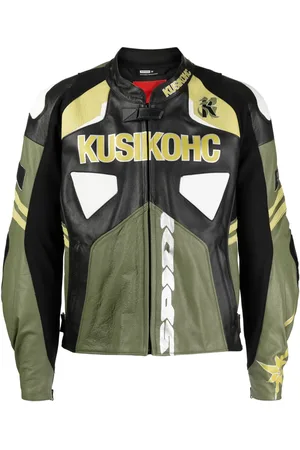 Kusikohc Spidi logo-print leather jacket