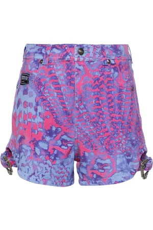 VERSACE Animalier denim shorts
