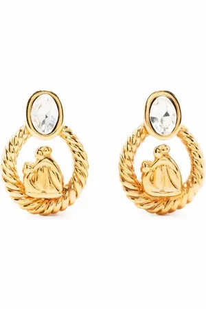 Lanvin 1980s crystal-embellished clip-on earrings