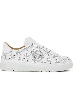 Philipp Plein Monogram-pattern leather sneakers