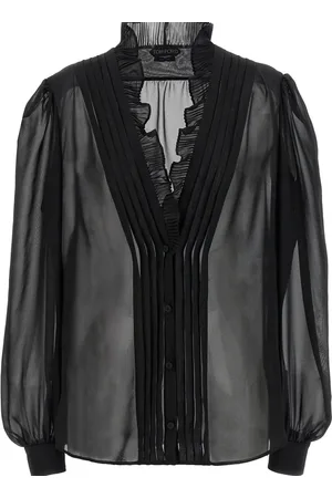 Tom Ford Pleated-detail sheer blouse