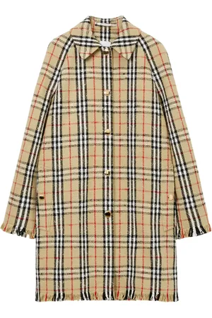 Burberry Bouclé checkered buttoned raincoat