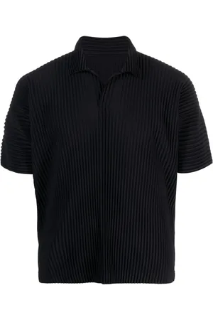 Issey Miyake Plissé-effect short-sleeve polo shirt