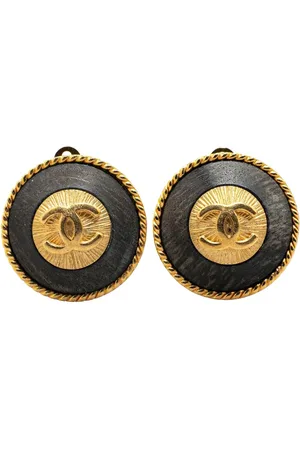 CHANEL 1994 Plated CC Round Clip on Earrings costume earrings