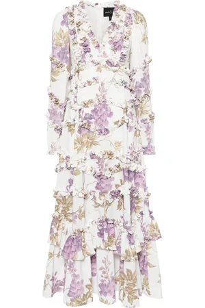 Needle & Thread Wisteria crepe V-neck gown
