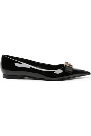 VERSACE Nastro Gianni patent-leather ballerina shoes
