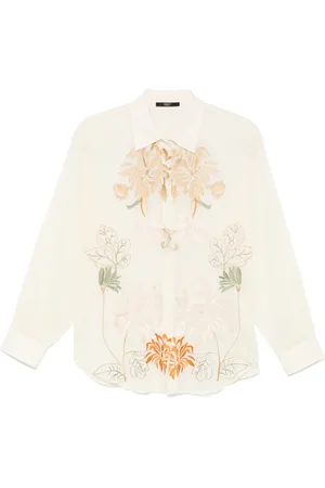 SEVENTY BY SERGIO TEGON Floral-embroidery organza shirt