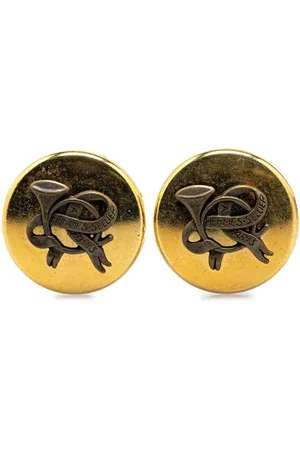 Hermès 20th Century Plated Horn Sellier Clip On Earrings costume earrings
