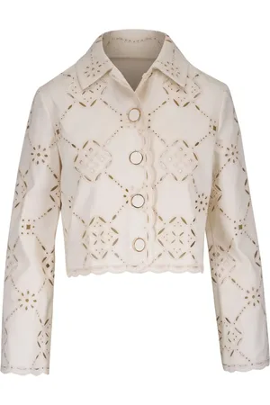 VERONICA BEARD Adelaide lace-detail cropped jacket